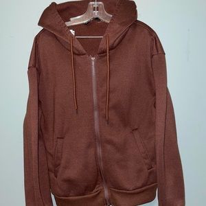 SHEIN Brown Zip-up Sweater